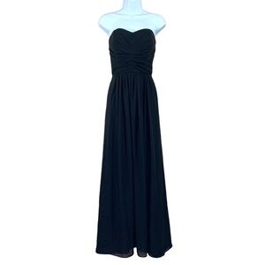 Size 8 Weddington Way Black Strapless Gown Dress Maxi Formal Event Chiffon